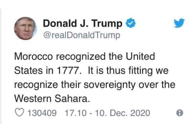 Trump tweet recognizes Morocco's claim